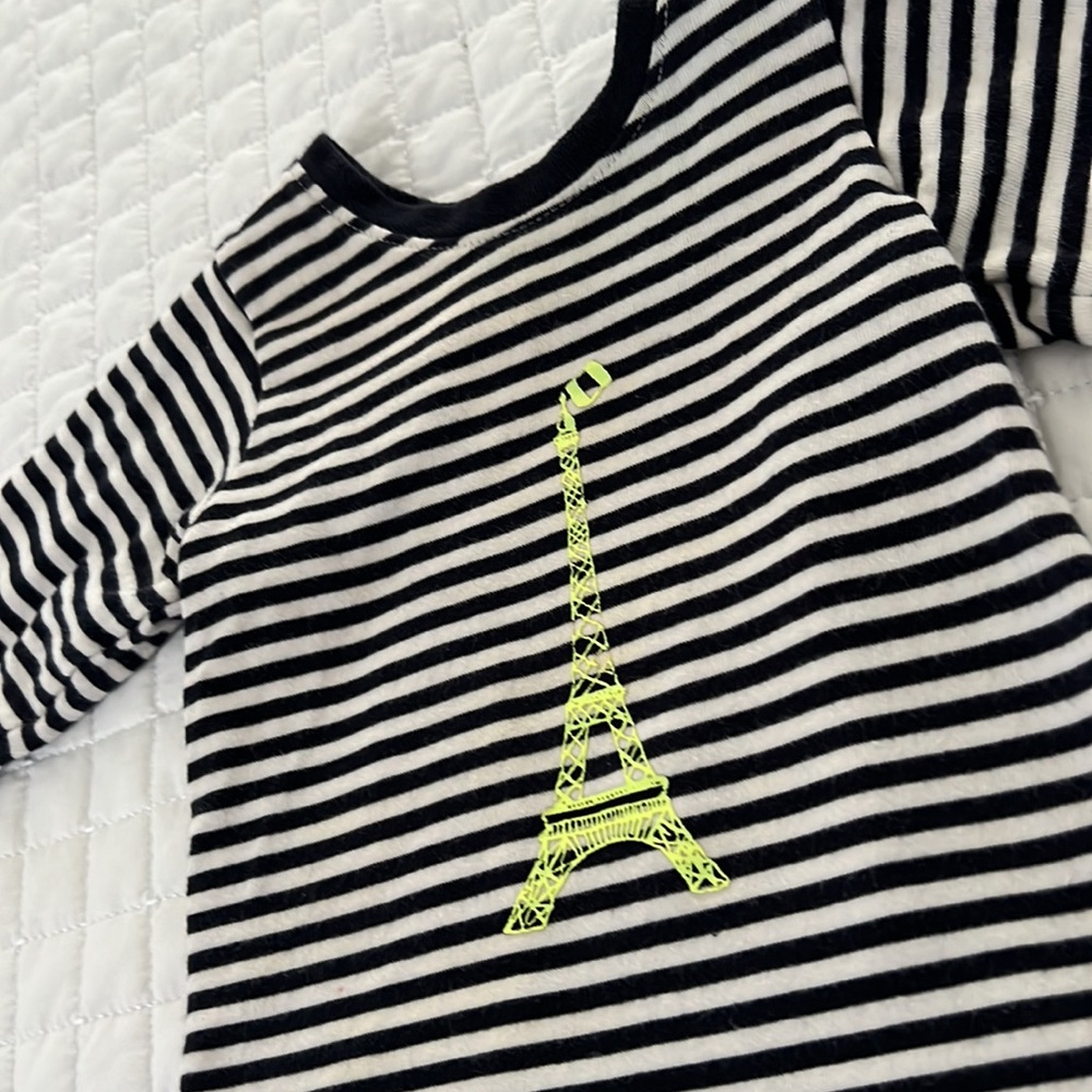Jacadi Eiffel Tour Striped Top Navy & White size 6 months - Picture 2 of 5